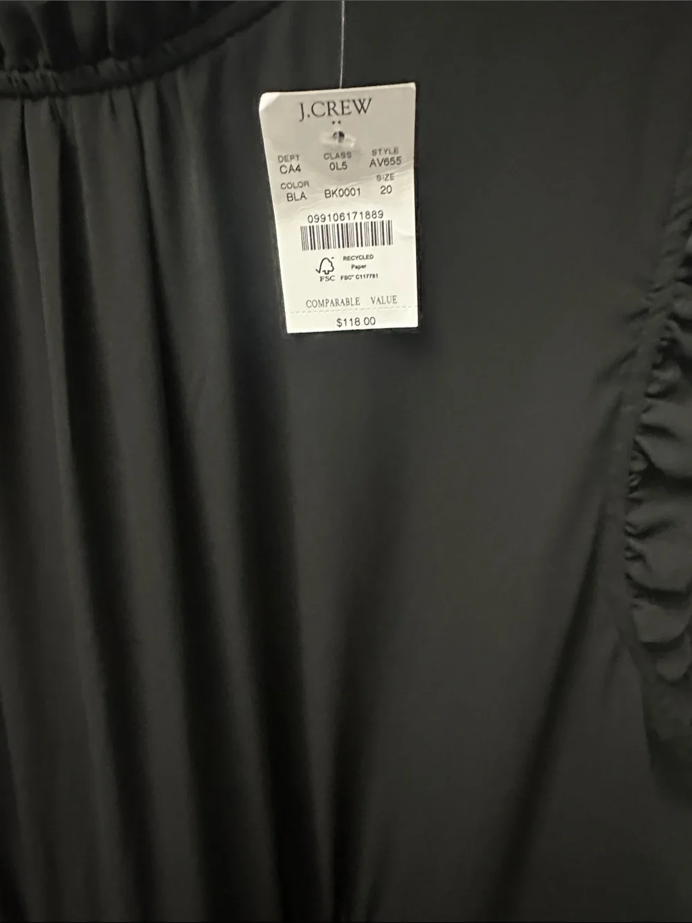 J. Crew Black Ruffle-Trim Jumpsuit- Size 20 - NWT